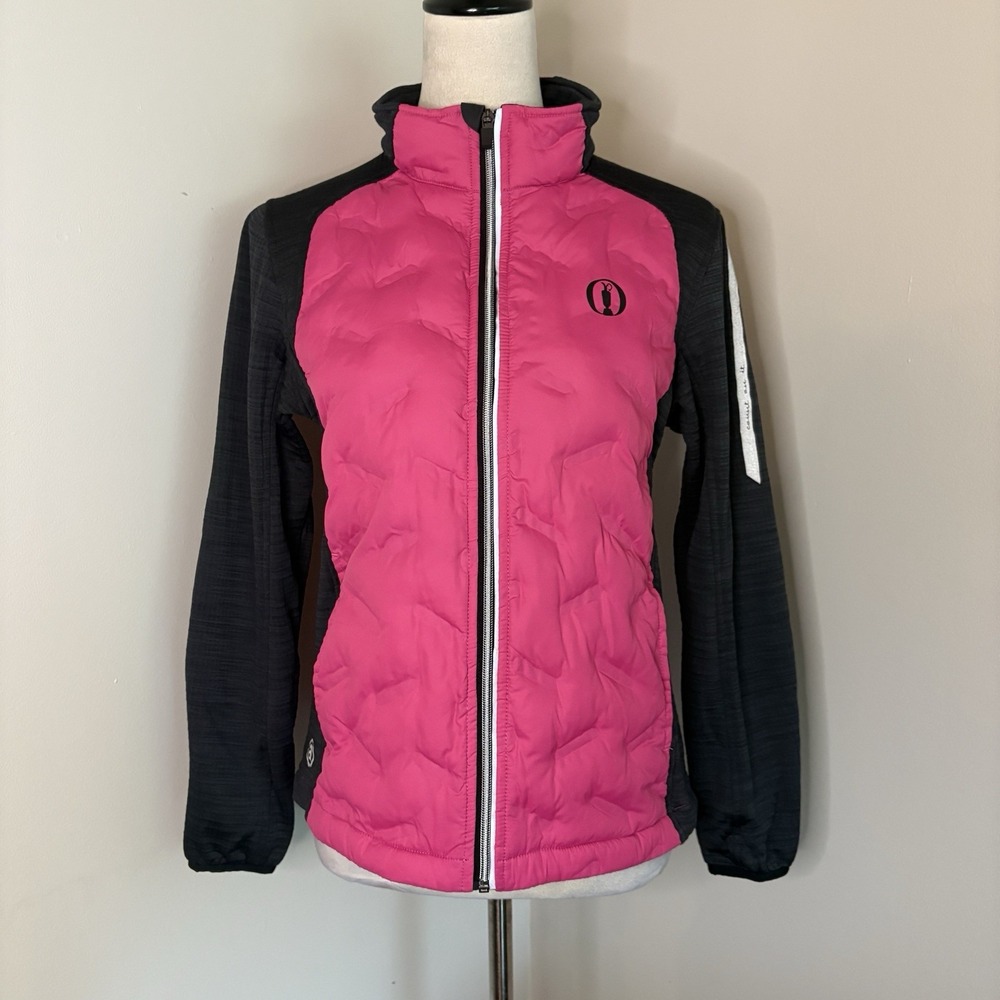 Abacus Sportswear Womens Grove Hybrid Jacket Full Zip Pink Black Medium EUC